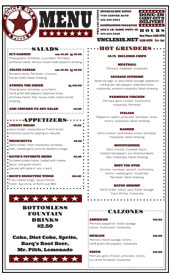Uncle Si's Pizza - 9x14 Laminated Menu Side 2